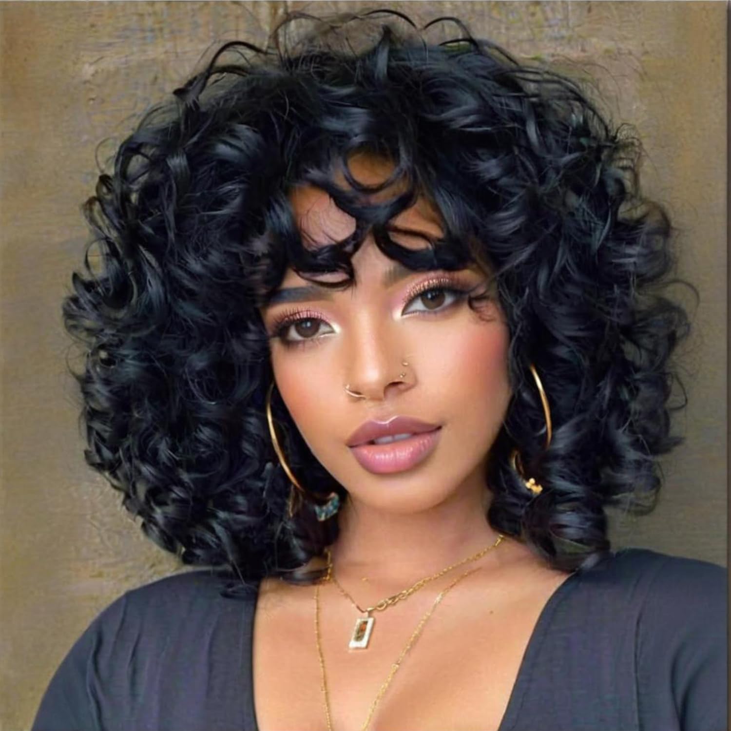 Short Pixie Cut Wig Human Hair Cheap - Wig Rambut Manusia Keriting Bouncy Bob,