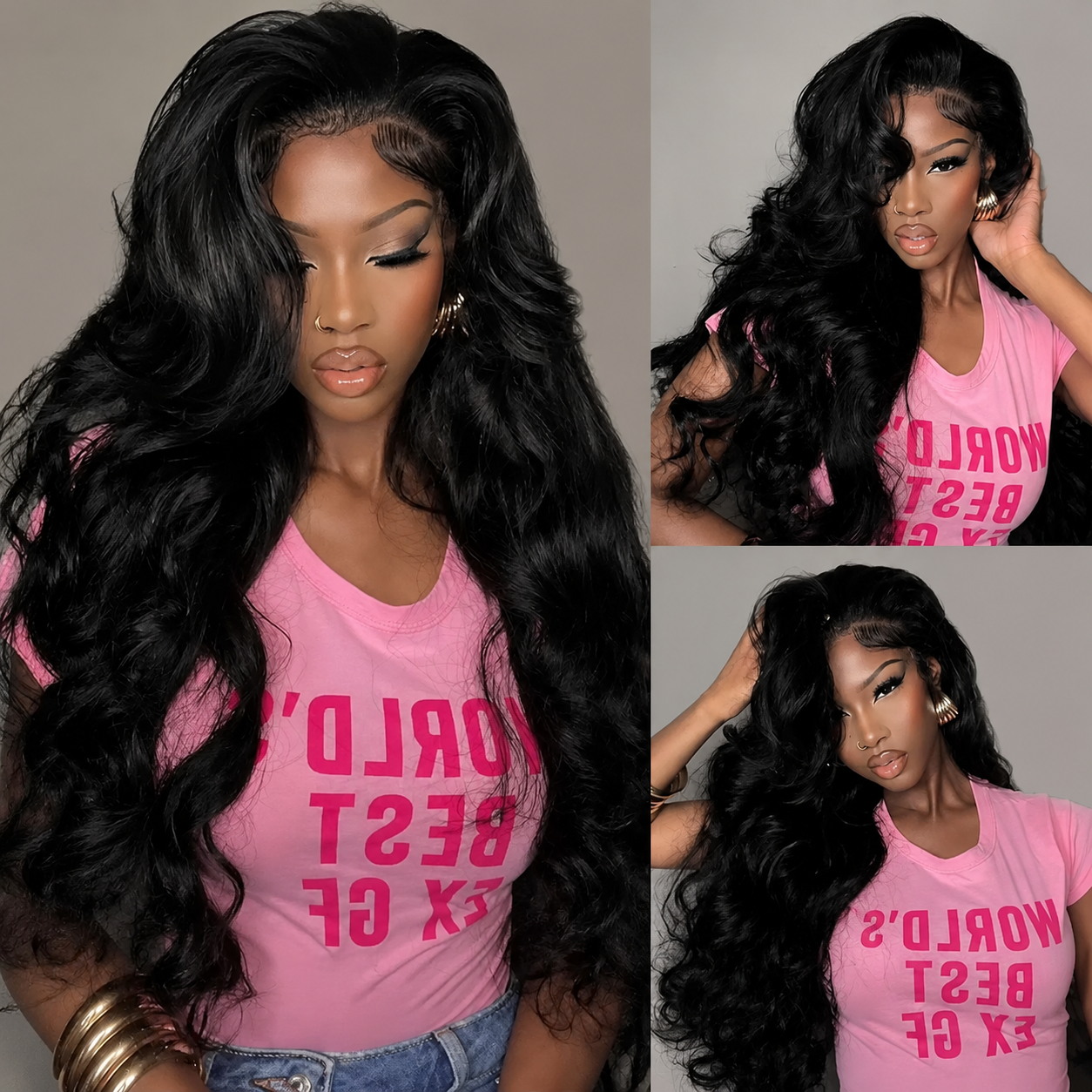 Hd Lace Frontal Wig Human Hair Pre Plucked - Wig Rambut Manusia 34 inci 13x4