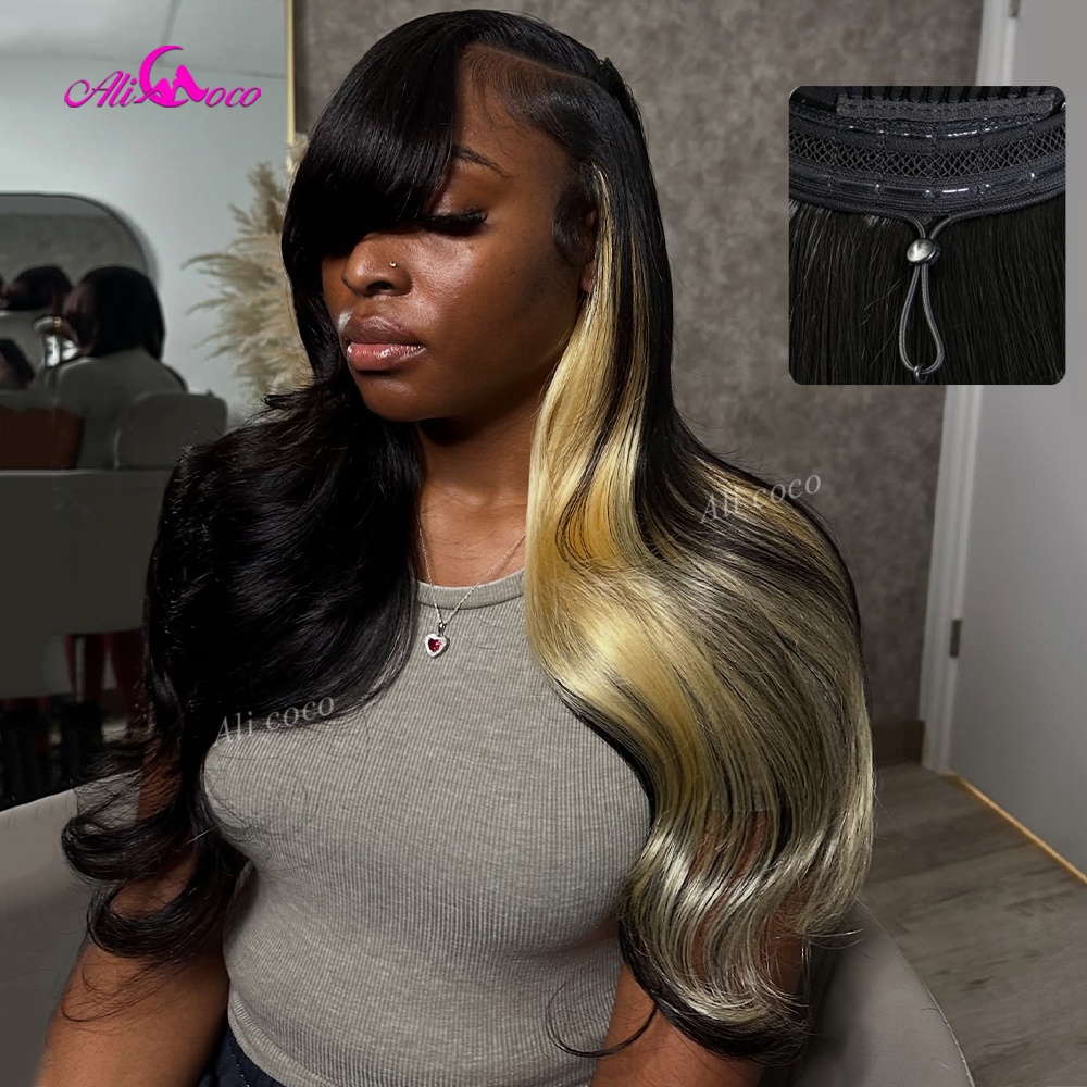 613 Blonde Body Wave Lace Front Wig - Wig Rambut Asli Warna Hitam Alami