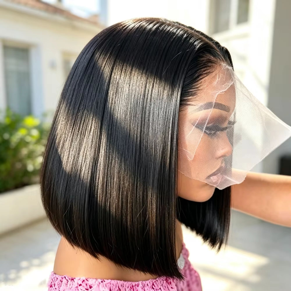 Pre Parted 13X4 Lace Front Bob Wig - Wig dengan bagian depan berenda lurus