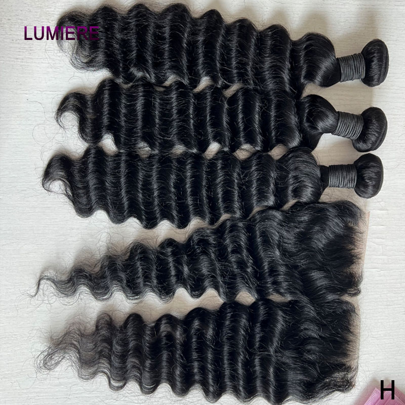 Rambut Sambung Virgin Raw Huma - Deep Wave 3 Bundles With Closure ulasan dan harga