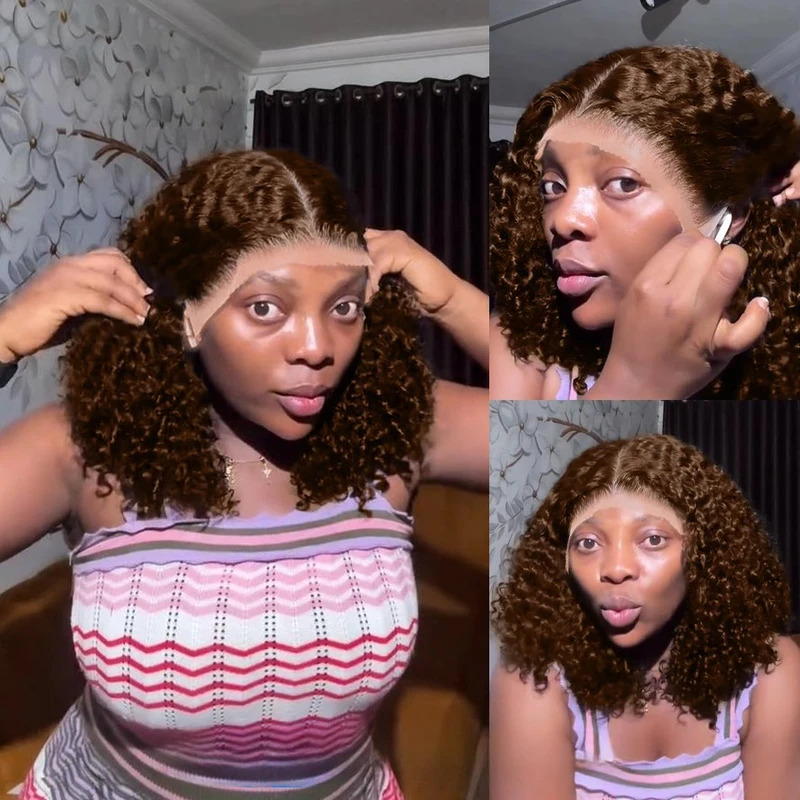 Wig Bob Pendek Keriting Rambut - Glueless Wear And Go Human Hair Wig ulasan dan harga