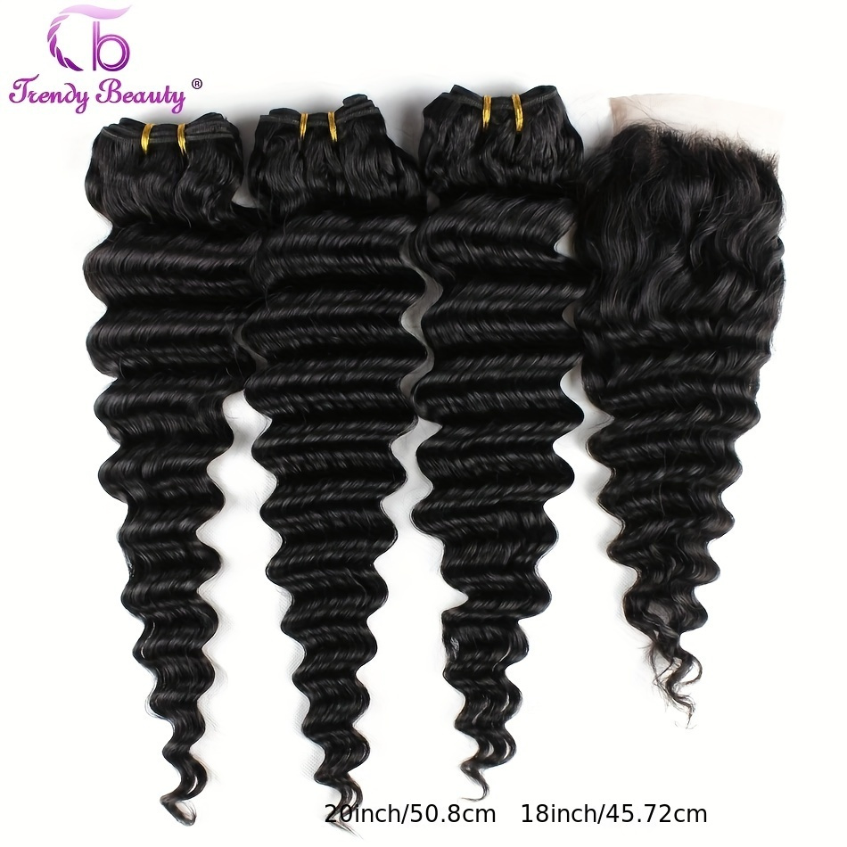 Rambut Brazilian Deep Wave den - Deep Wave 3 Bundles With Closure ulasan dan harga
