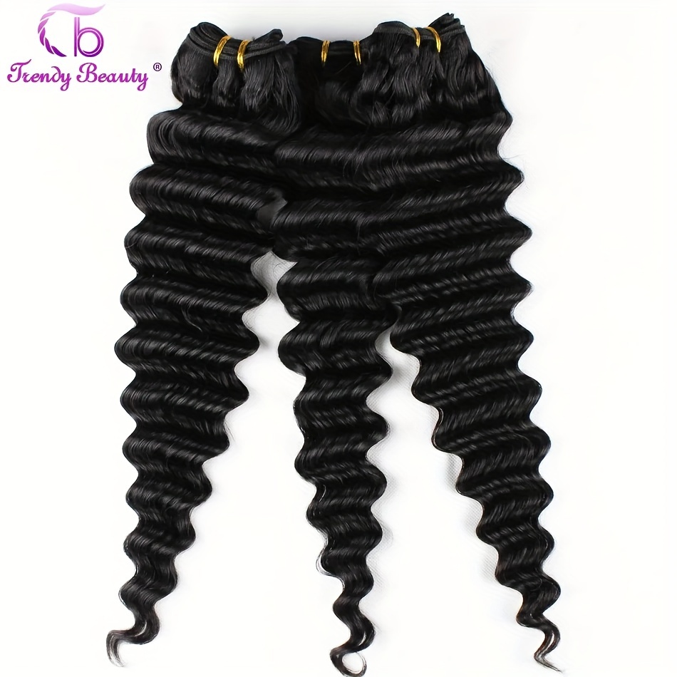 Rambut Brazilian Deep Wave den - Deep Wave 3 Bundles With Closure ulasan dan harga