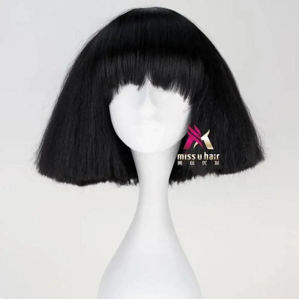 Wig Lady Gaga berwarna hitam,  - Synthetic Wigs ulasan dan harga