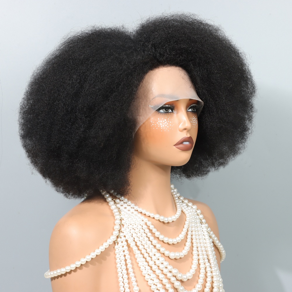 Wig Afro 14 Inch untuk Wanita  - Glueless Wear And Go Human Hair Wig ulasan dan harga