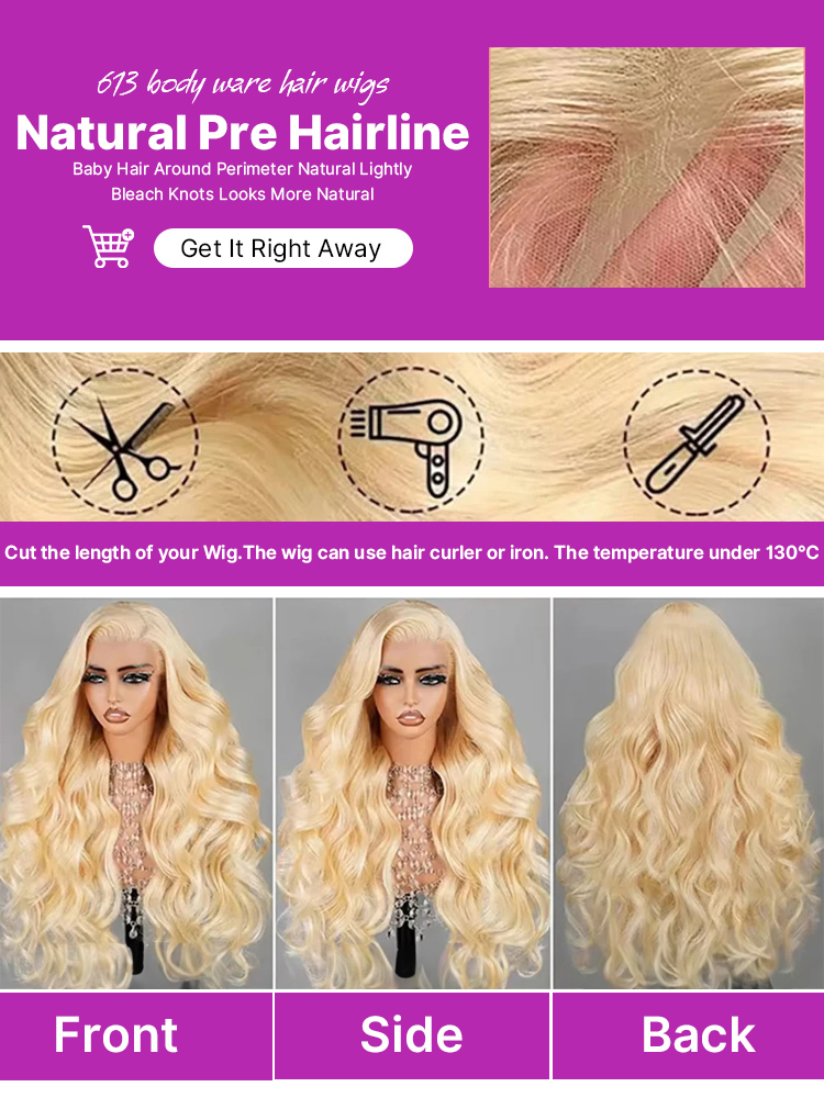 Wig Lace Front Body Wave 613 H - 613 Blonde Body Wave Lace Front Wig ulasan dan harga